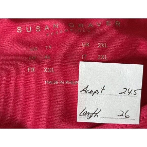 Susan Graver Essentials Women’s 1X Pink Liquid Knit Tunic Top Short Sleeves - Picture 2 of 9